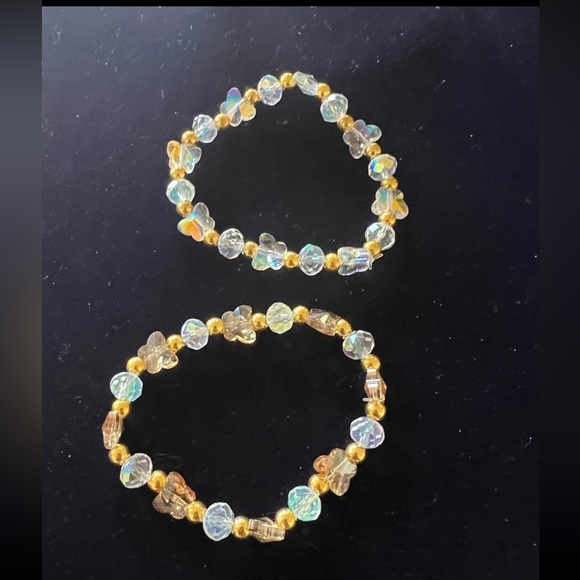 Handmade swarovski butterfly beads elastic bracelets - lot of 2 - Picture 9 of 11